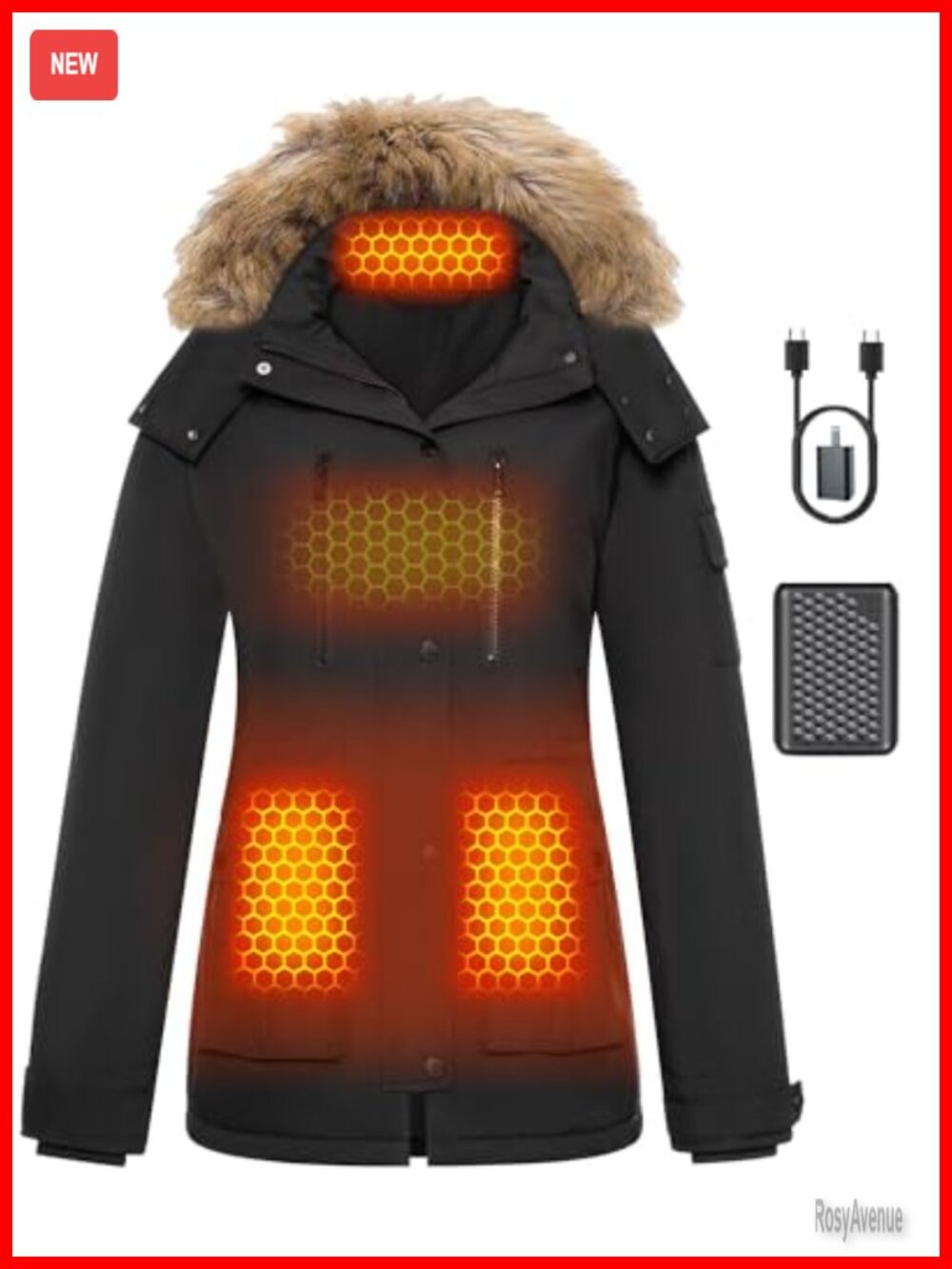 Graphene Heated Vest Women's Waterproof Windproof Battery Pack Hooded Warm